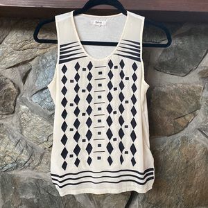 Madewell cream and black diamond-patterned tank top.